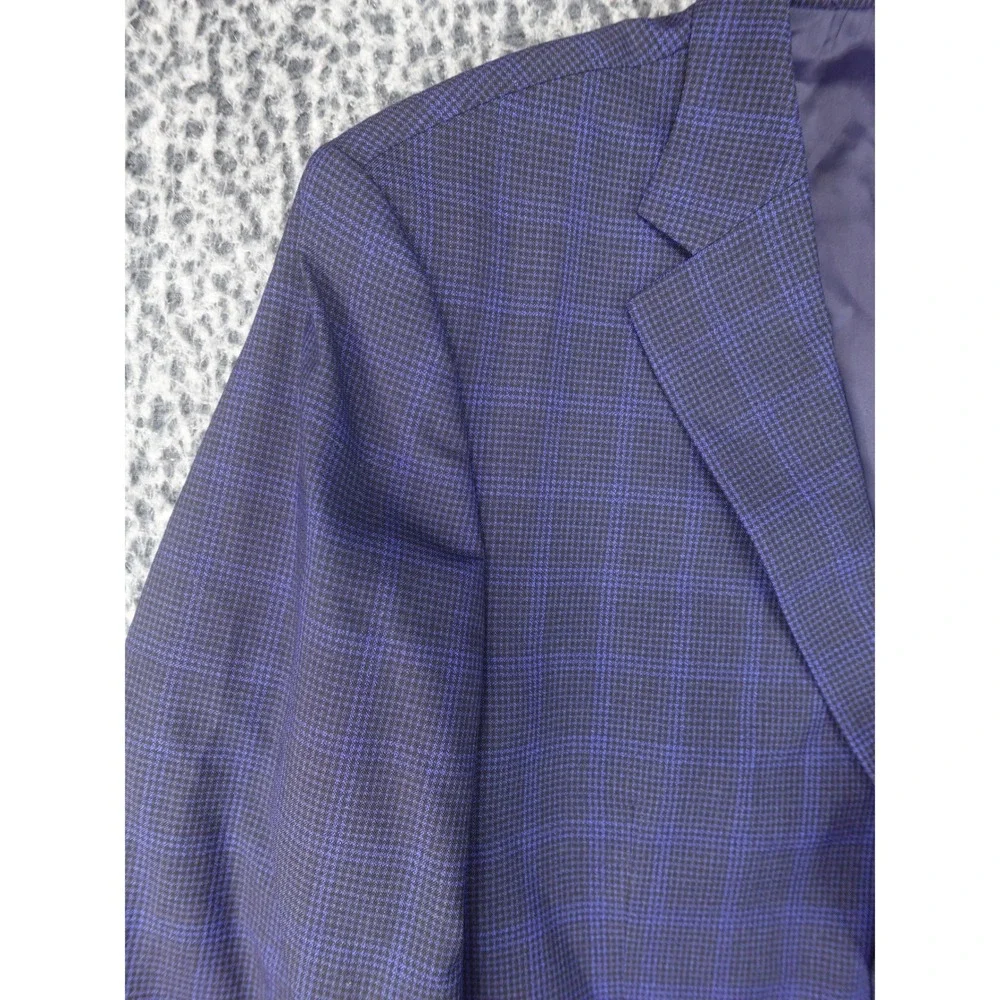 Peter Millar Sport Coat Mens 46R Navy Blue Purple Check Blazer Excellent Canada